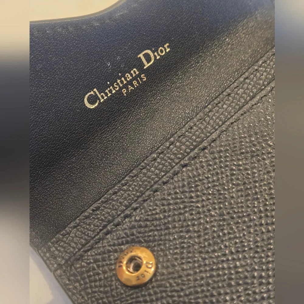 DIOR Black Saddle Bloom Card Holder